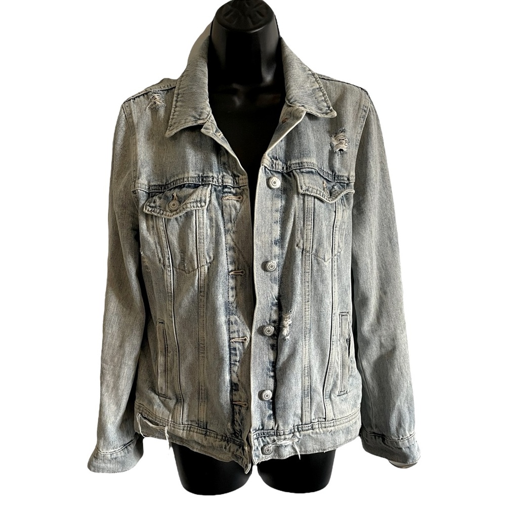 Old Navy - Distressed Denim Jacket - Size Medium